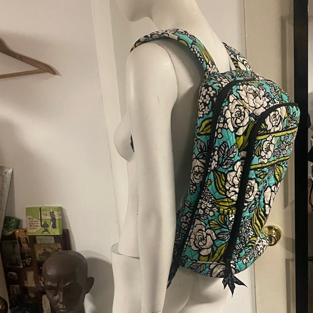Vera Bradley Floral Backpack with Blue and Green Pattern - Picture 3 of 9